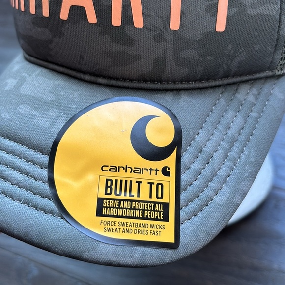 Carhartt Trucker Force Sweatband,Camo,logo graphic snapback cap,mesh panel,tree - Picture 3 of 10
